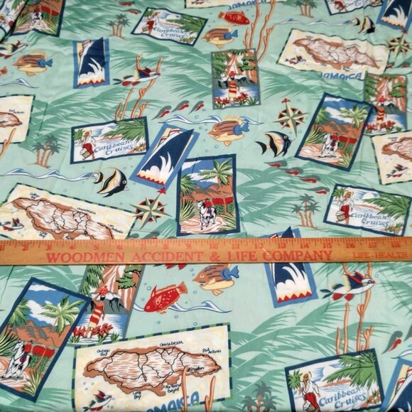 Reyn Spooner Fabric Material Rayon Caribbean Cruises Jamaica Fish Beach 81x58" - Picture 4 of 12